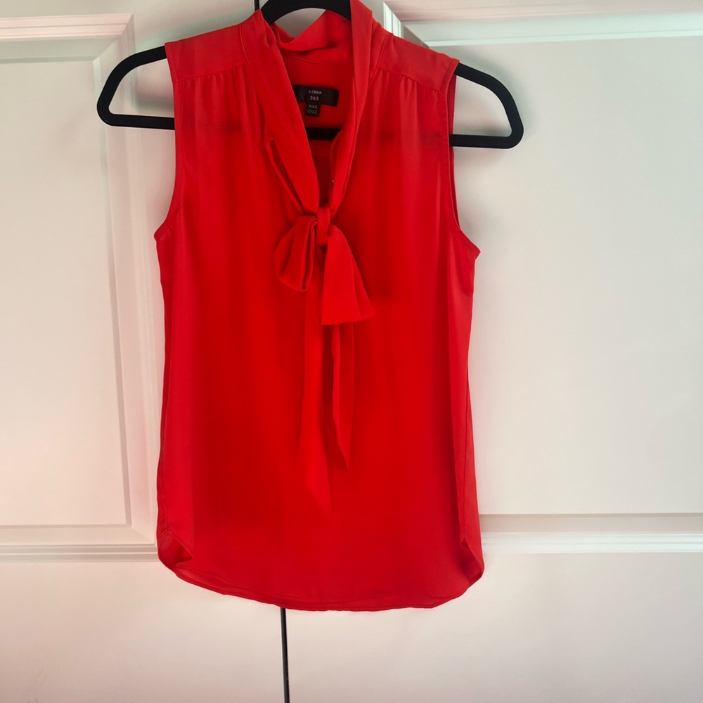 J. Crew Vibrant Red Tie-Front Blouse